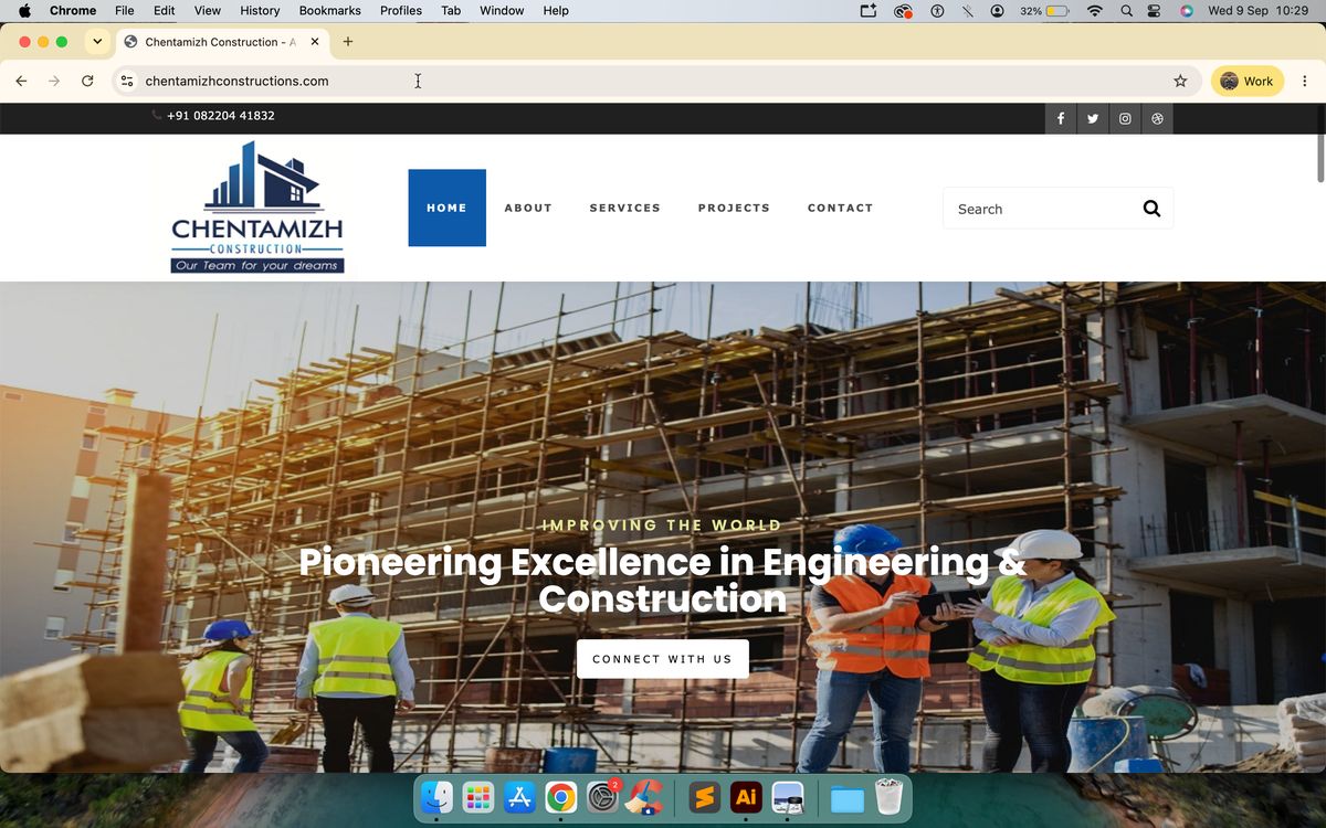 Chentamizh Construction — website designed by Masterminds