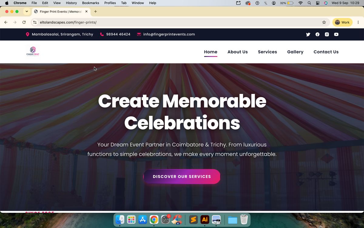 Finger Print Events website by Masterminds
