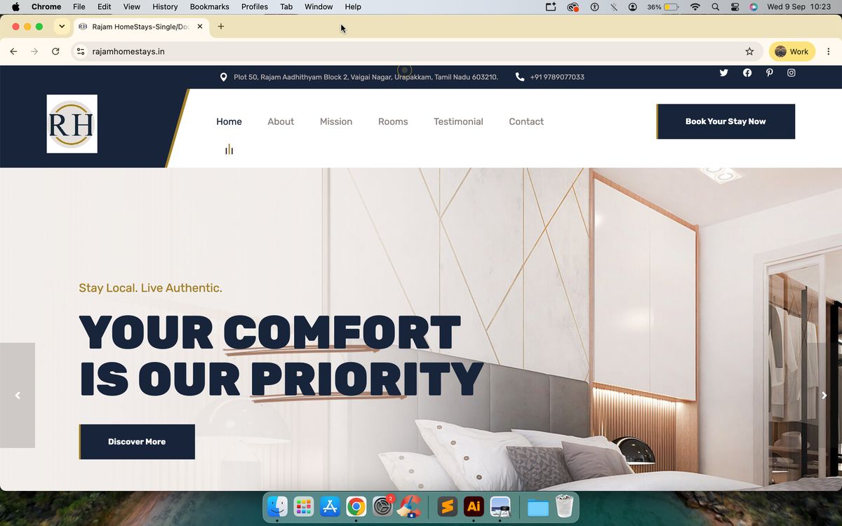 Rajam HomeStays — website designed by Masterminds