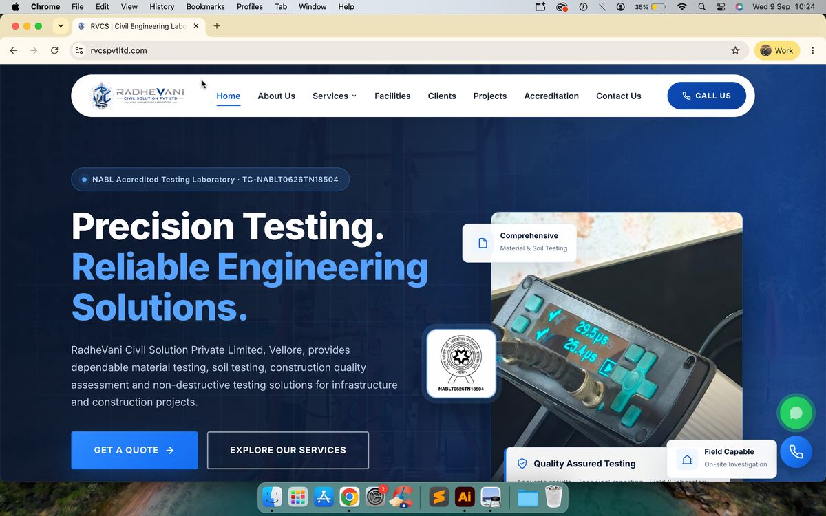 RVCS — RadheVani Civil Solution — website designed by Masterminds