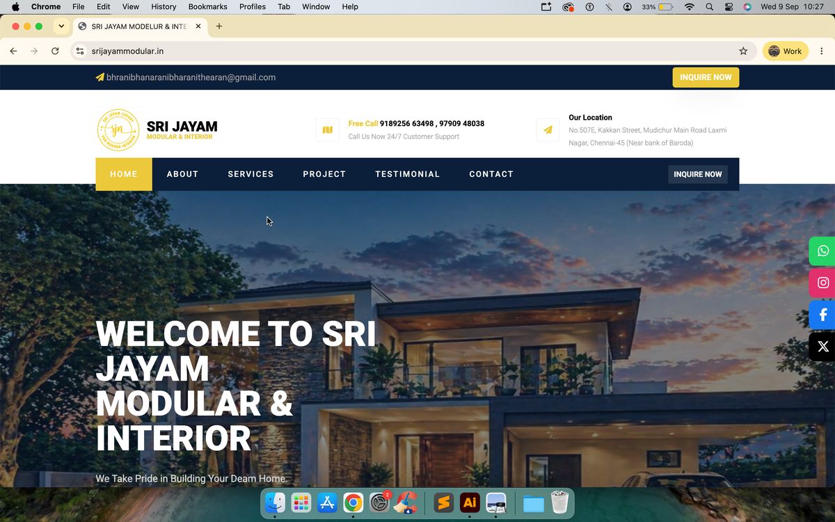 Sri Jayam Modular & Interior — website designed by Masterminds