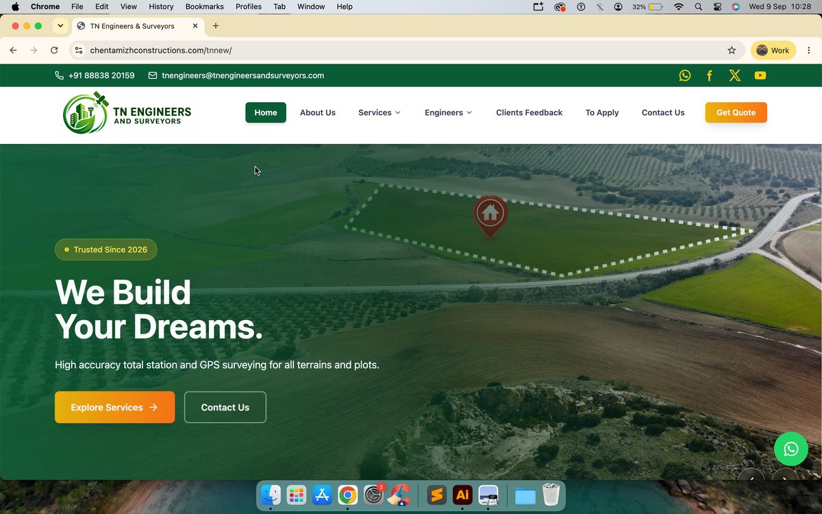 TN Engineers and Surveyors website by Masterminds